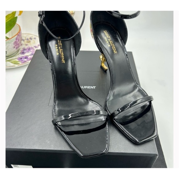Saint Laurent OPYUM black pattern, leather sandals size 40 made in Italy - Picture 2 of 7